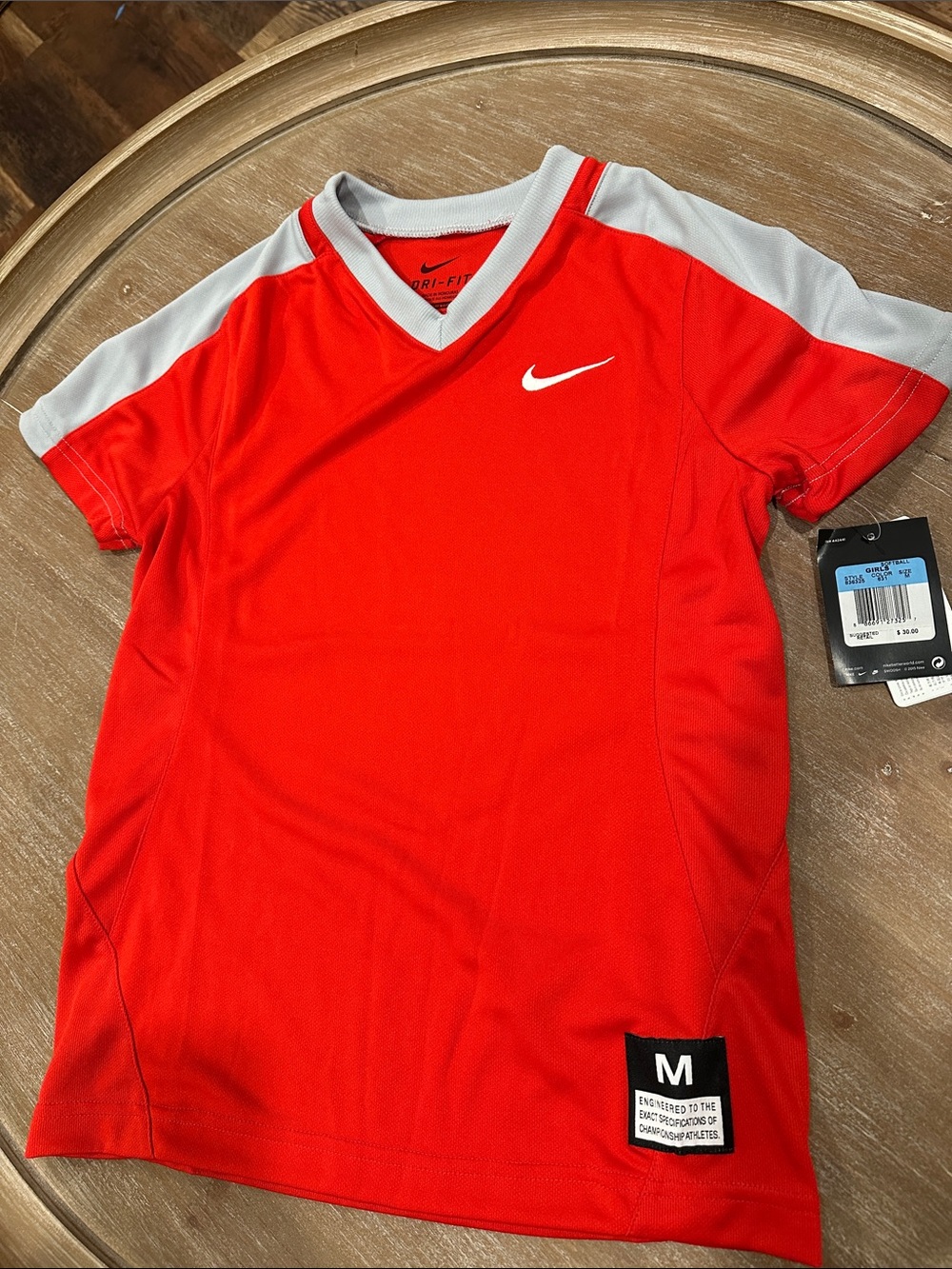 Nike Girls Vapor Dri-FIT Softball Jersey Shirt Red Grey Size Medium NWT